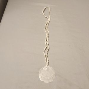 VINTAGE SHELL NECKLACE WITH  NATIVE CAPIZ  PENDANT